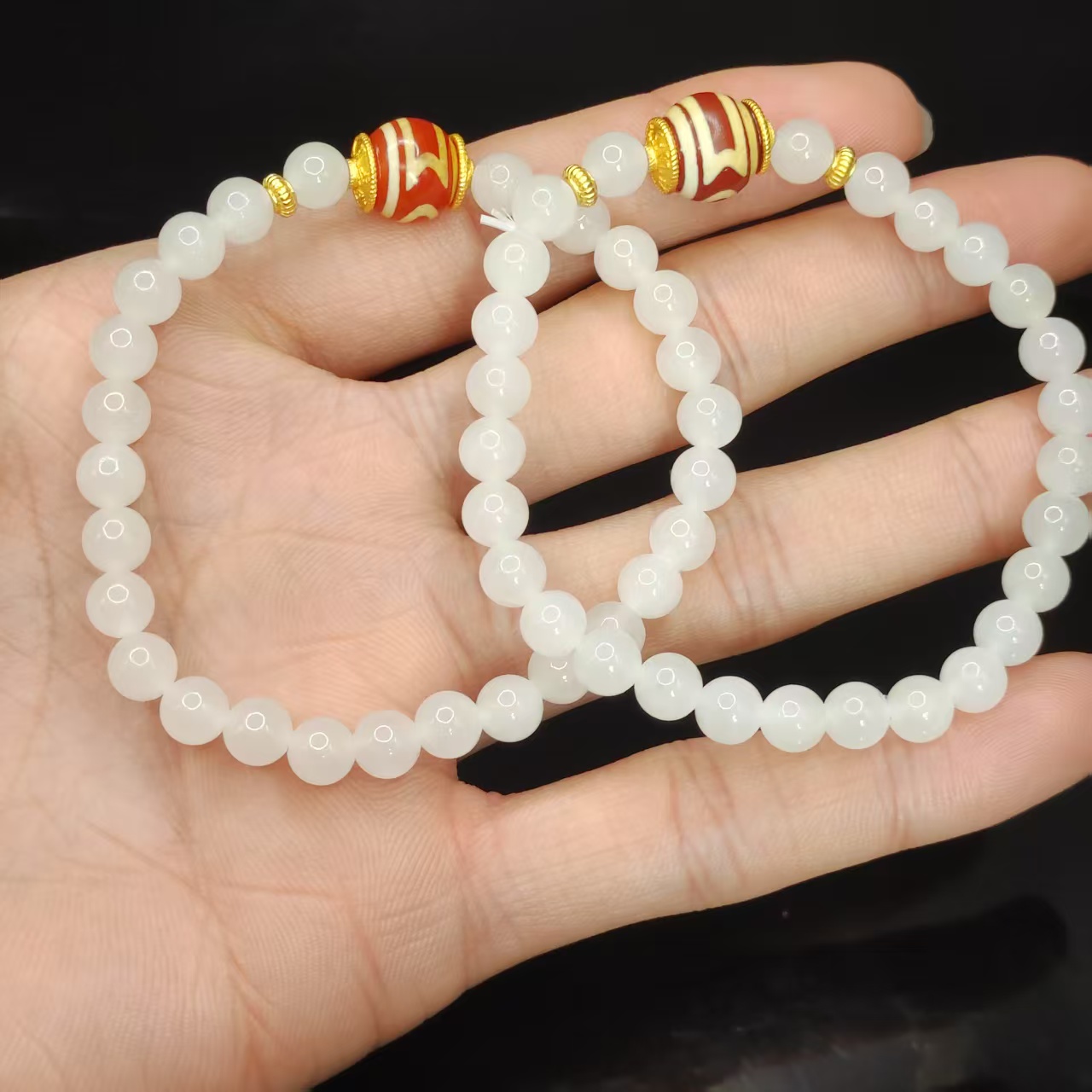 【龙龙严选】和田玉DIY单圈手串C3【多样性发其一】约6mm