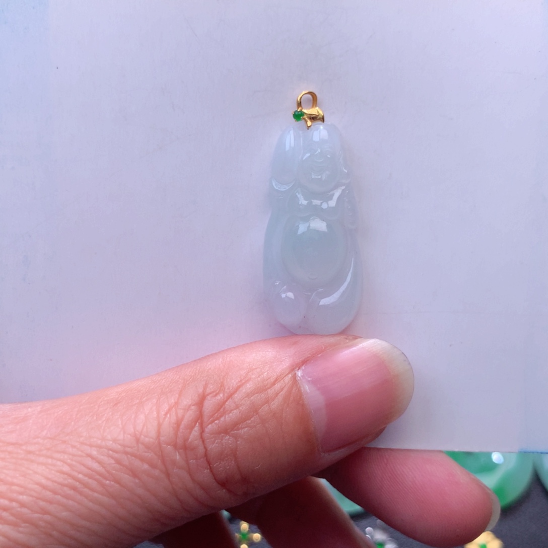 翡翠吊坠(不含链)18K金镶嵌