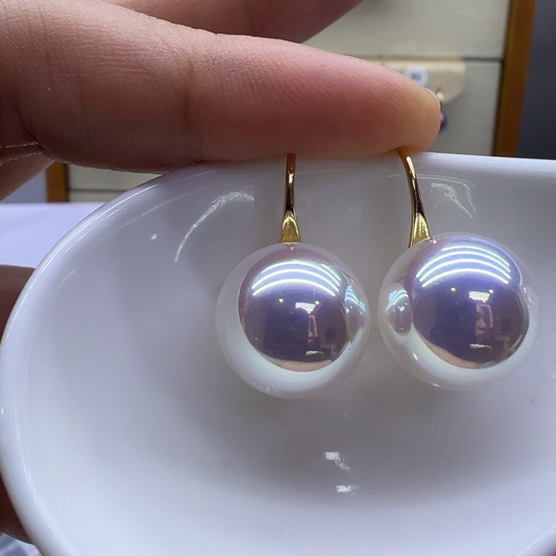 耳饰18K金镶嵌淡水珍珠