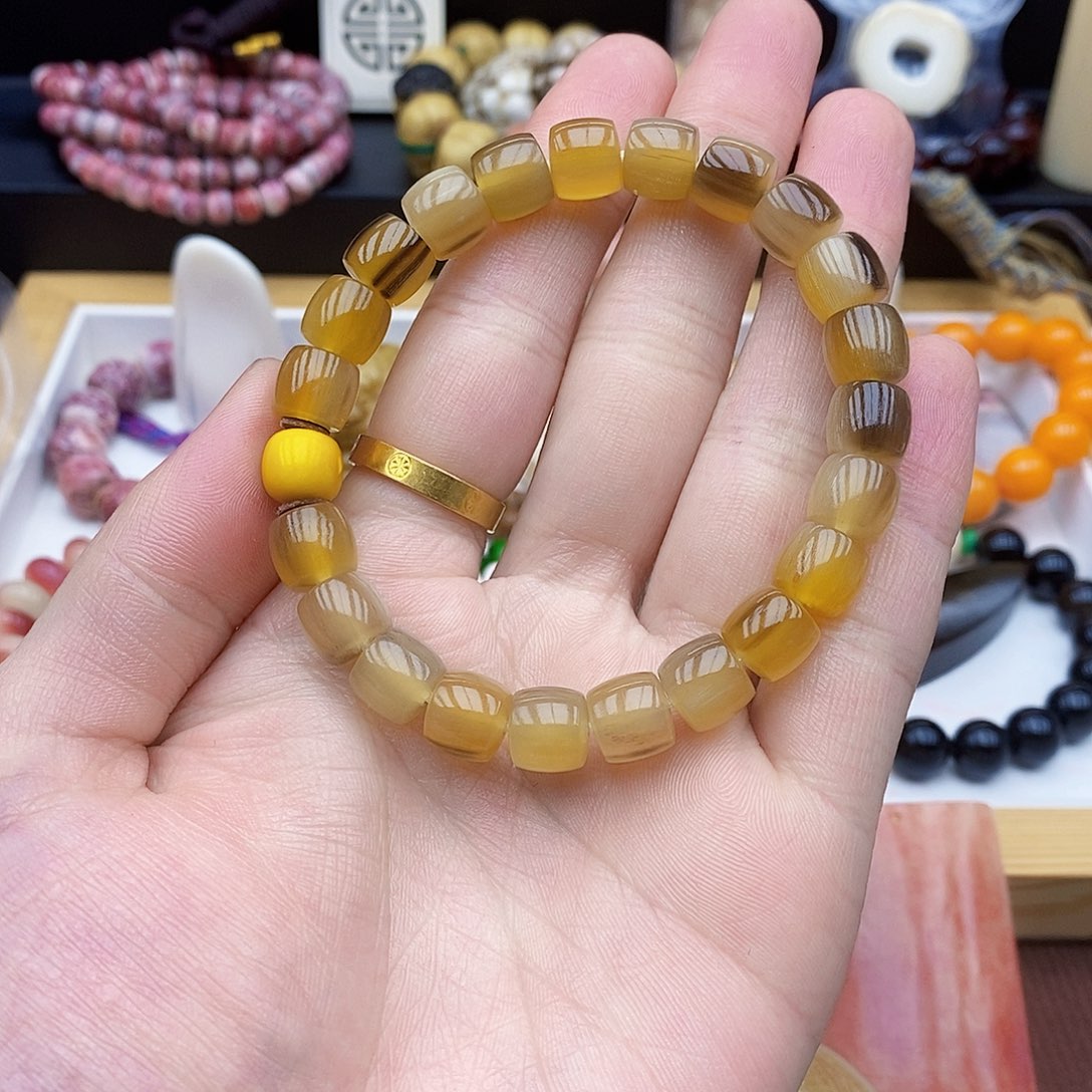 驼骨手串/手链10×9黑驴蹄全蜜色直切老型