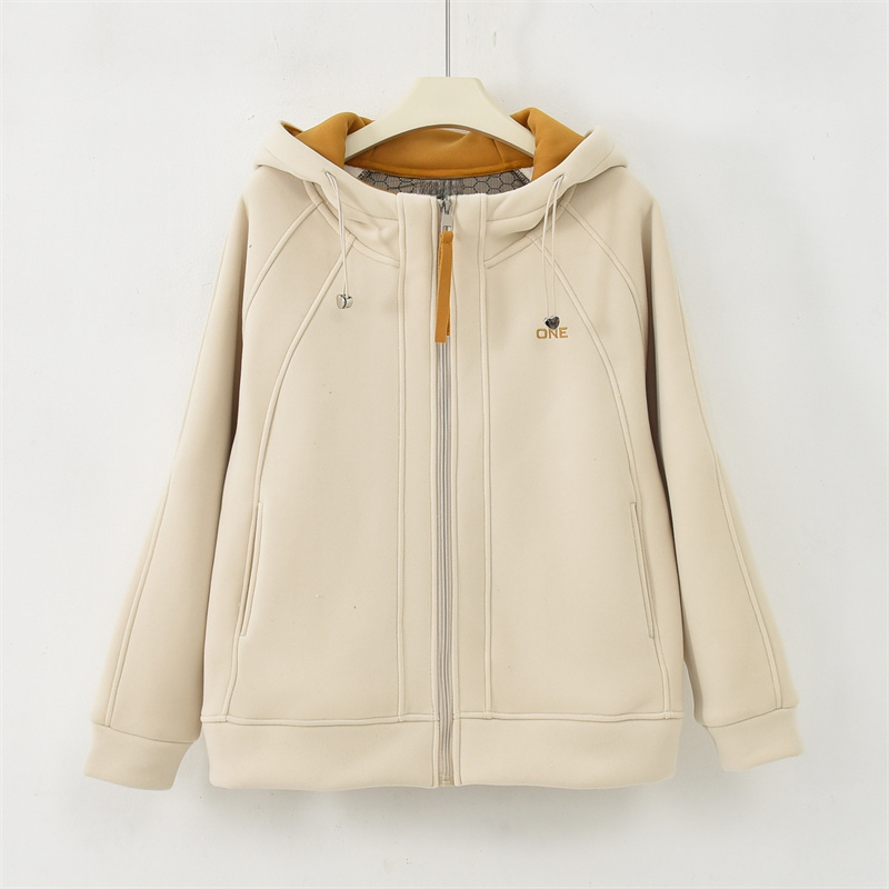 ZH-[撞色边饰]25年秋冬新款加绒百搭插肩连帽短外套K-MF6923