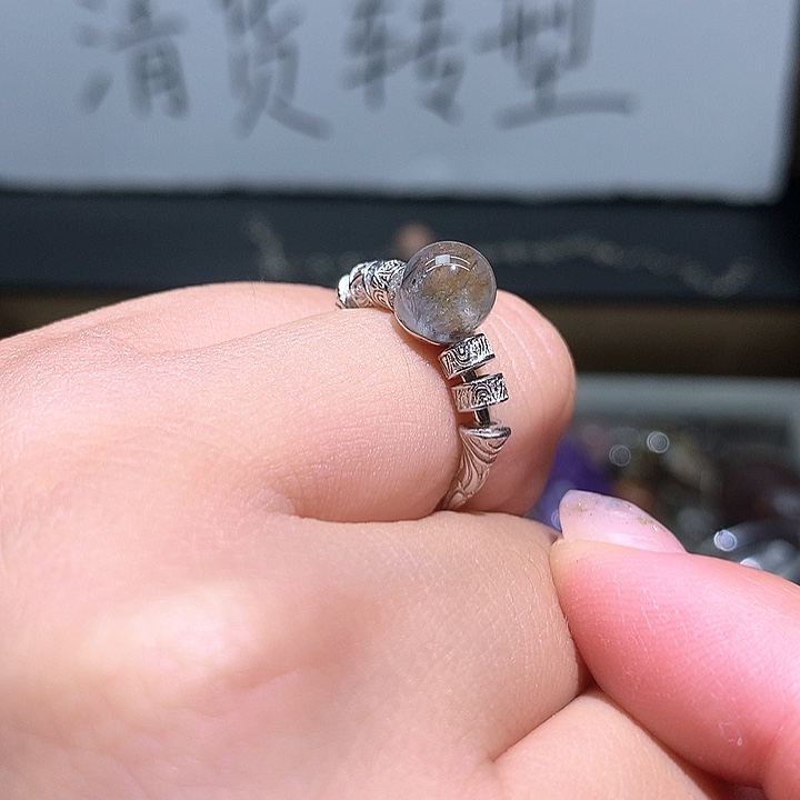 水晶戒指银S925镶嵌水晶