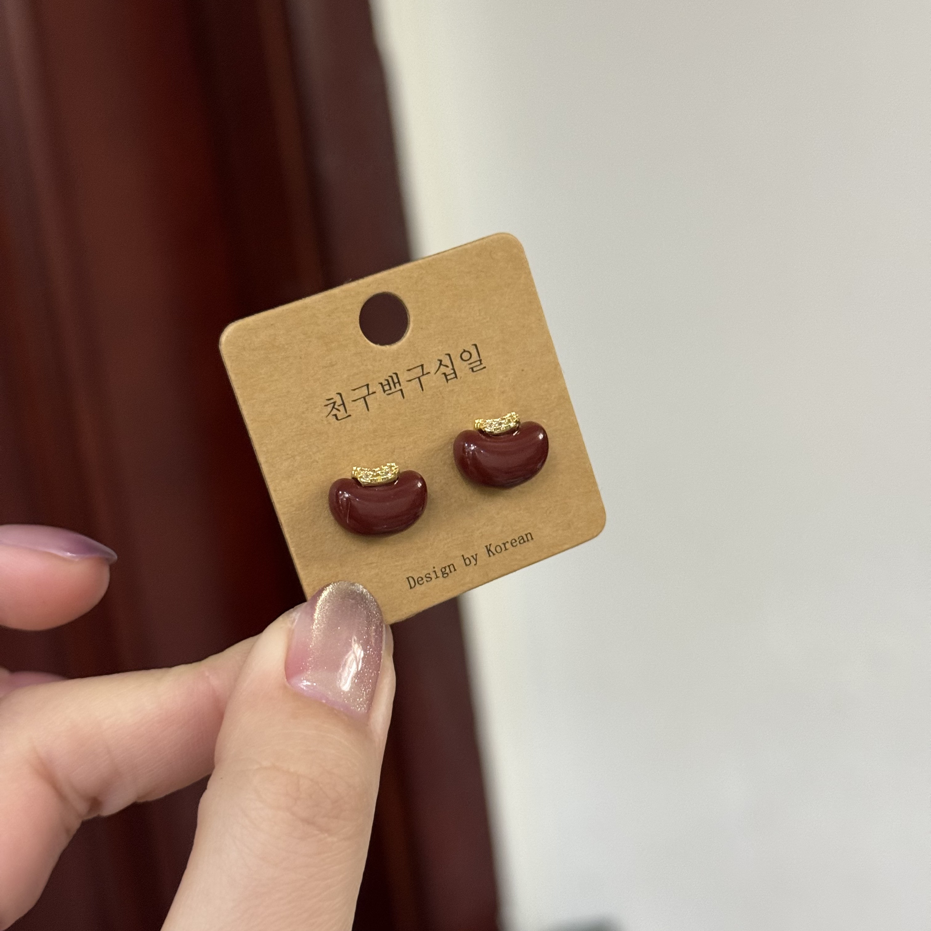 铜合金耳饰 2587 超推荐！百搭安可拉红小元宝时尚耳钉