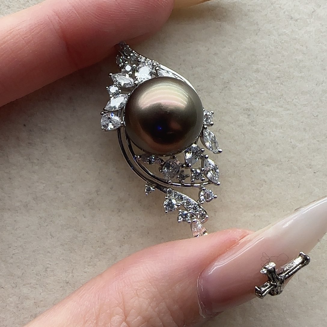 海水珍珠银S925镶嵌吊坠127