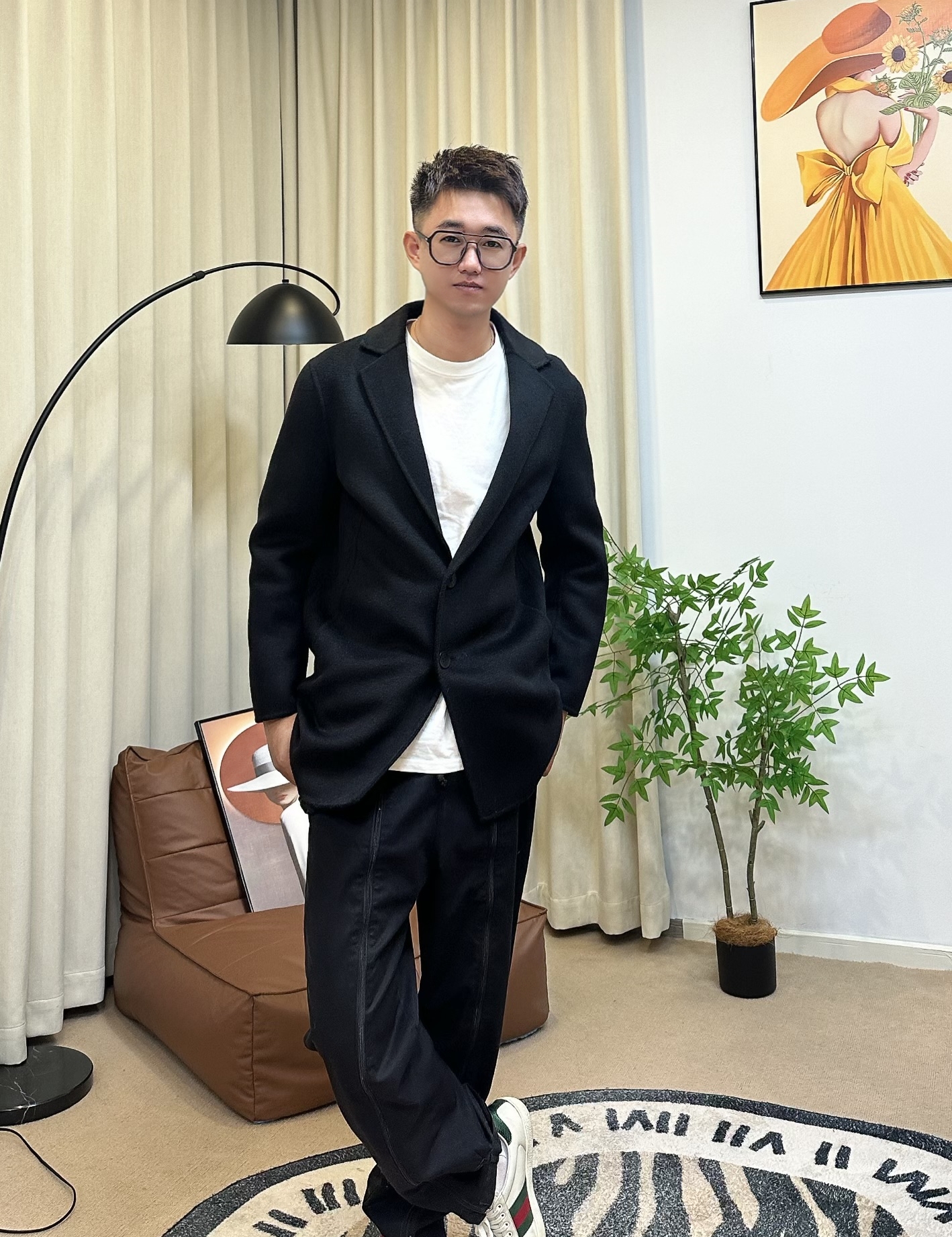 2025年新款休闲修身韩系西装双面羊毛男装大衣外套