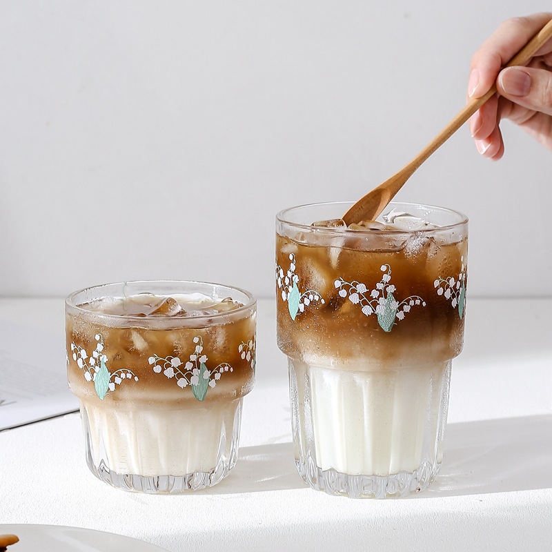 【新品上线】铃兰花朵杯韩咖啡杯玻璃杯清新少女心可乐奶茶杯牛奶