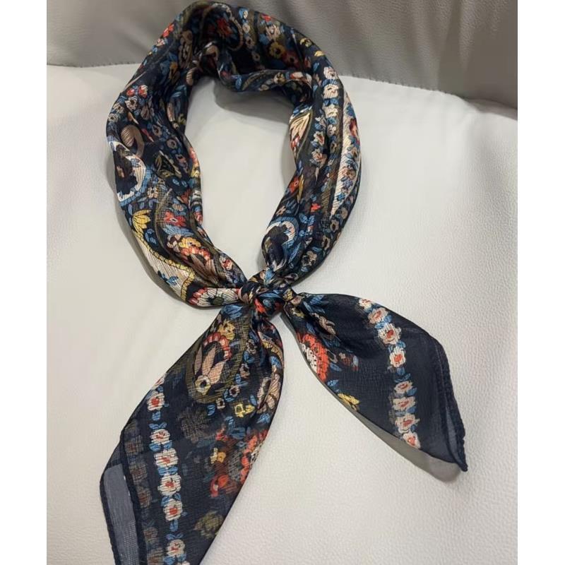 1251 波西米亚风70*70不掉色百搭女时尚丝巾薄款洋气夏季时尚围巾