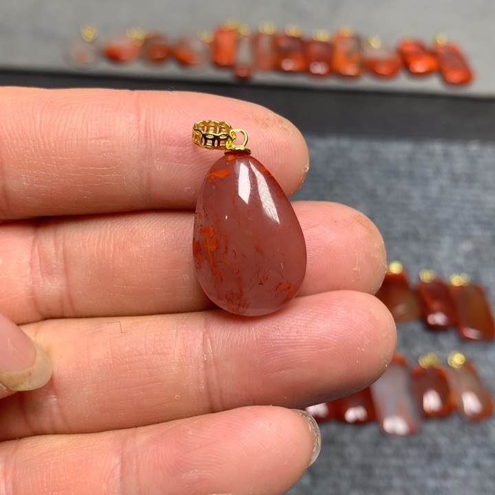 南红玛瑙吊坠(不含链)银S925镶嵌