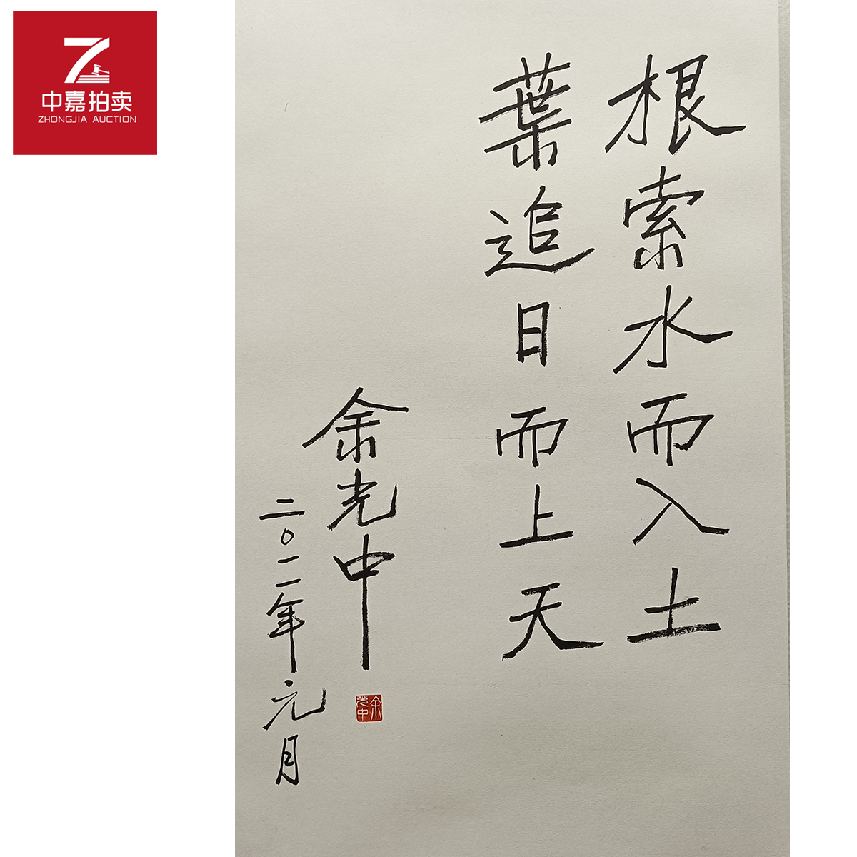 3-Y0016余光中书法镜片根44x68