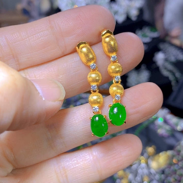 翡翠戒指银S925镶嵌天然翡翠