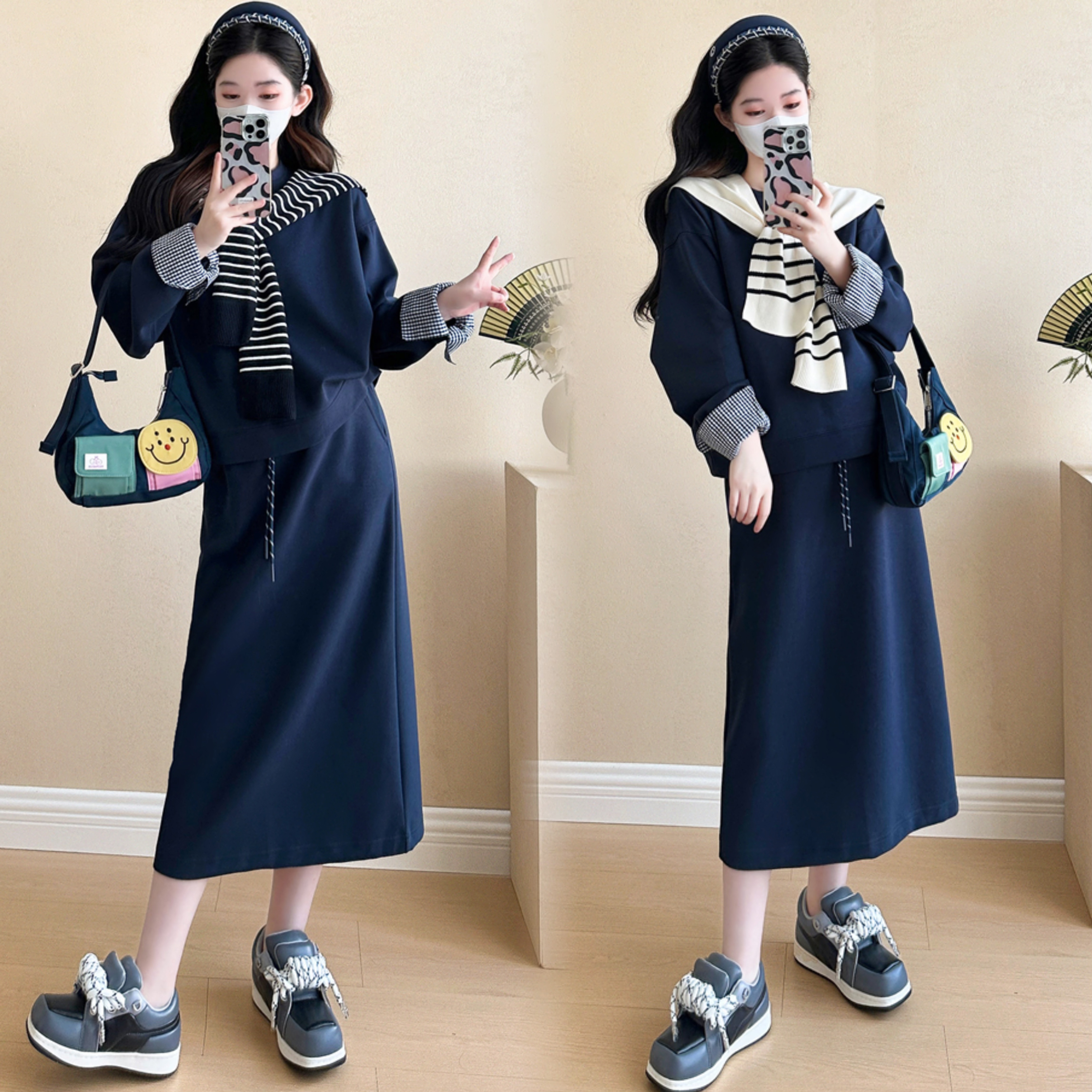 「小清优选」2025新款春季韩系洋气卫衣抽绳裤子两件套时尚减龄显瘦