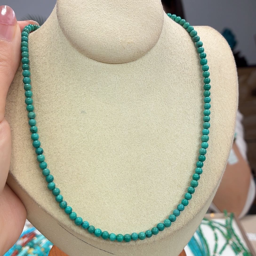 绿松石银S925镀金镶嵌颈饰