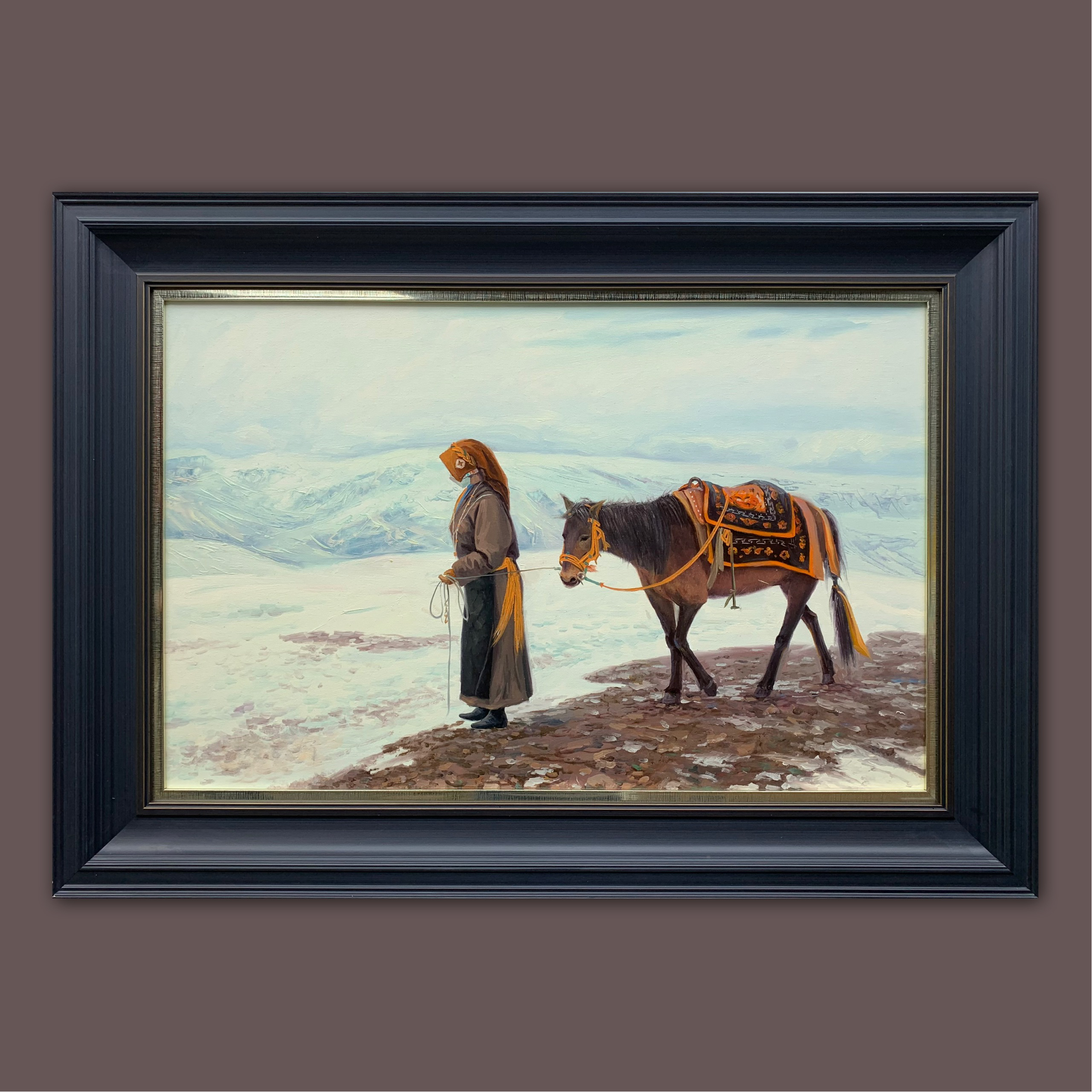 艺弘羽艺术 原创《雪域行吟》油画收藏 带框尺寸65×90cm