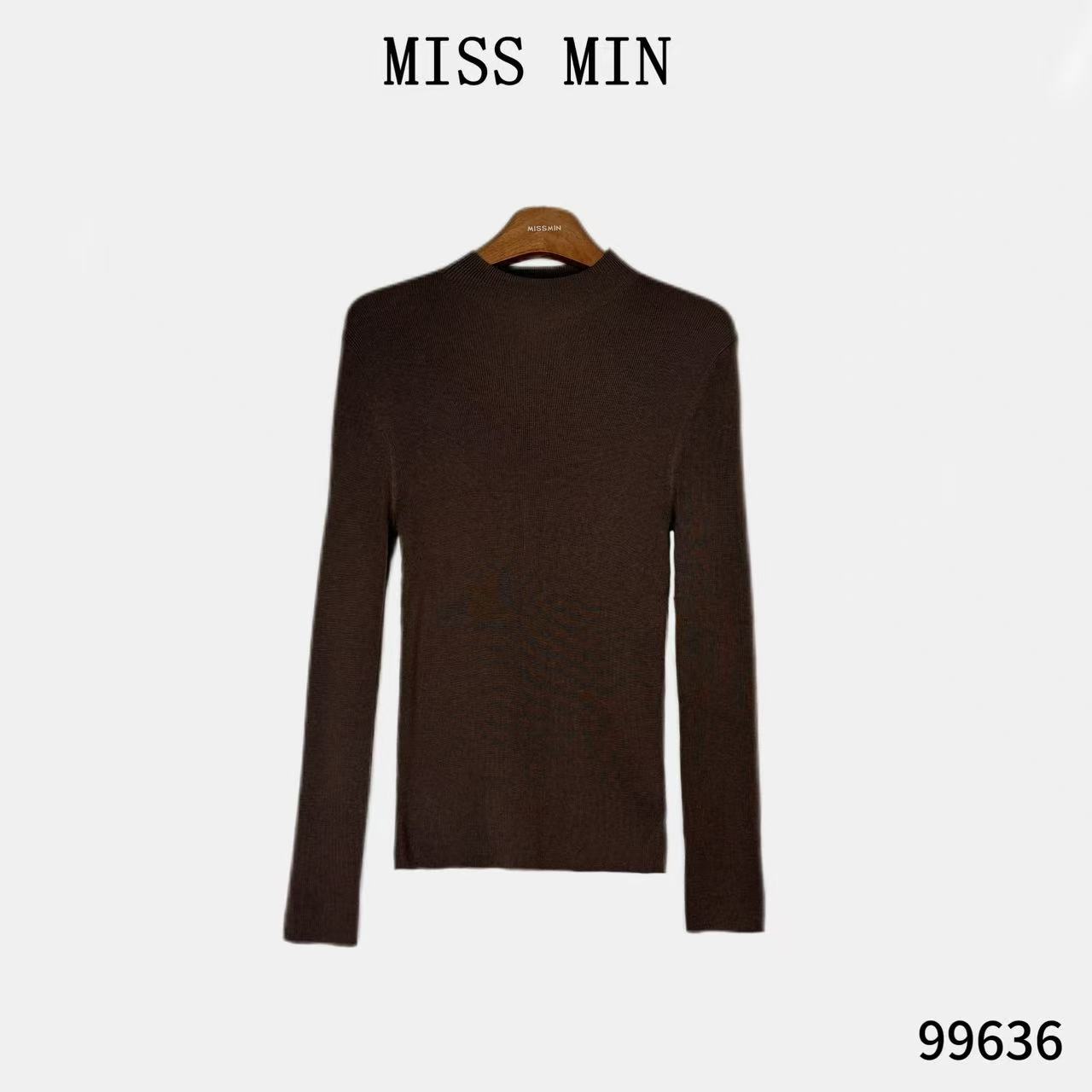 MISS MIN【高弹显瘦】秋冬法式高弹显瘦半高领羊毛多色针织衫99636