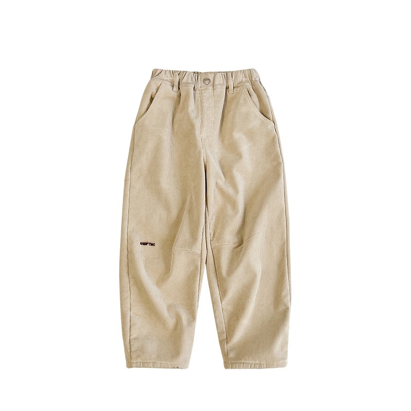 K4990男童加绒裤子冬装灯芯绒棉裤加厚一体绒休闲裤