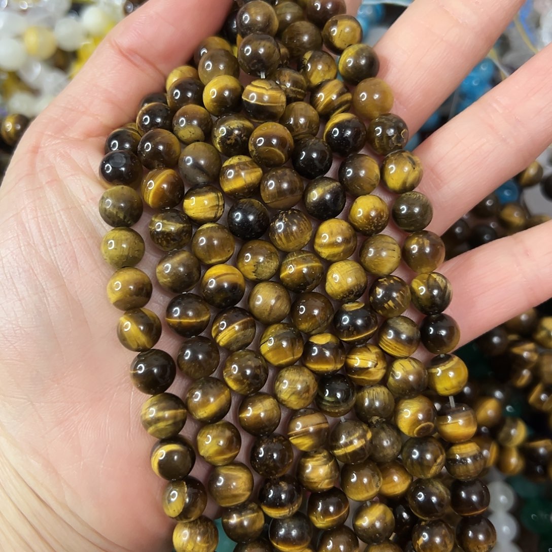 玛瑙/玉髓未镶嵌珠宝半成品，卡8黄虎眼一条