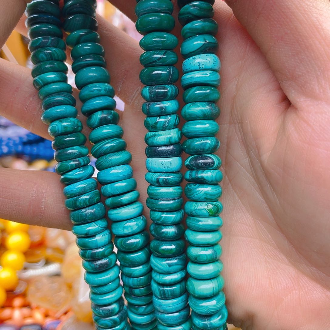 玛瑙/玉髓珠宝半成品未镶嵌孔雀石1条算盘卡10