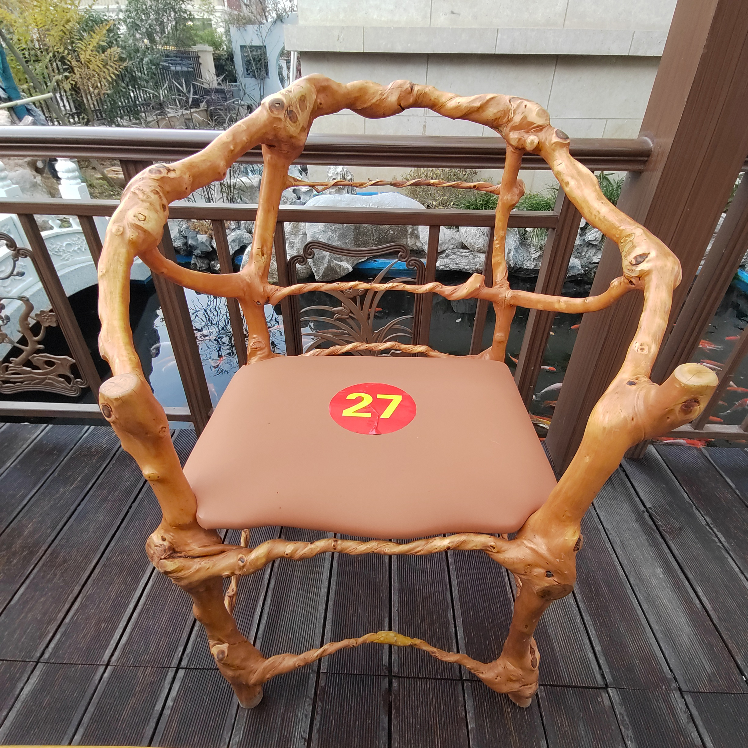 龙榆树实木椅子自然一体生长艺术生态家具树椅子别墅庭院种植椅子