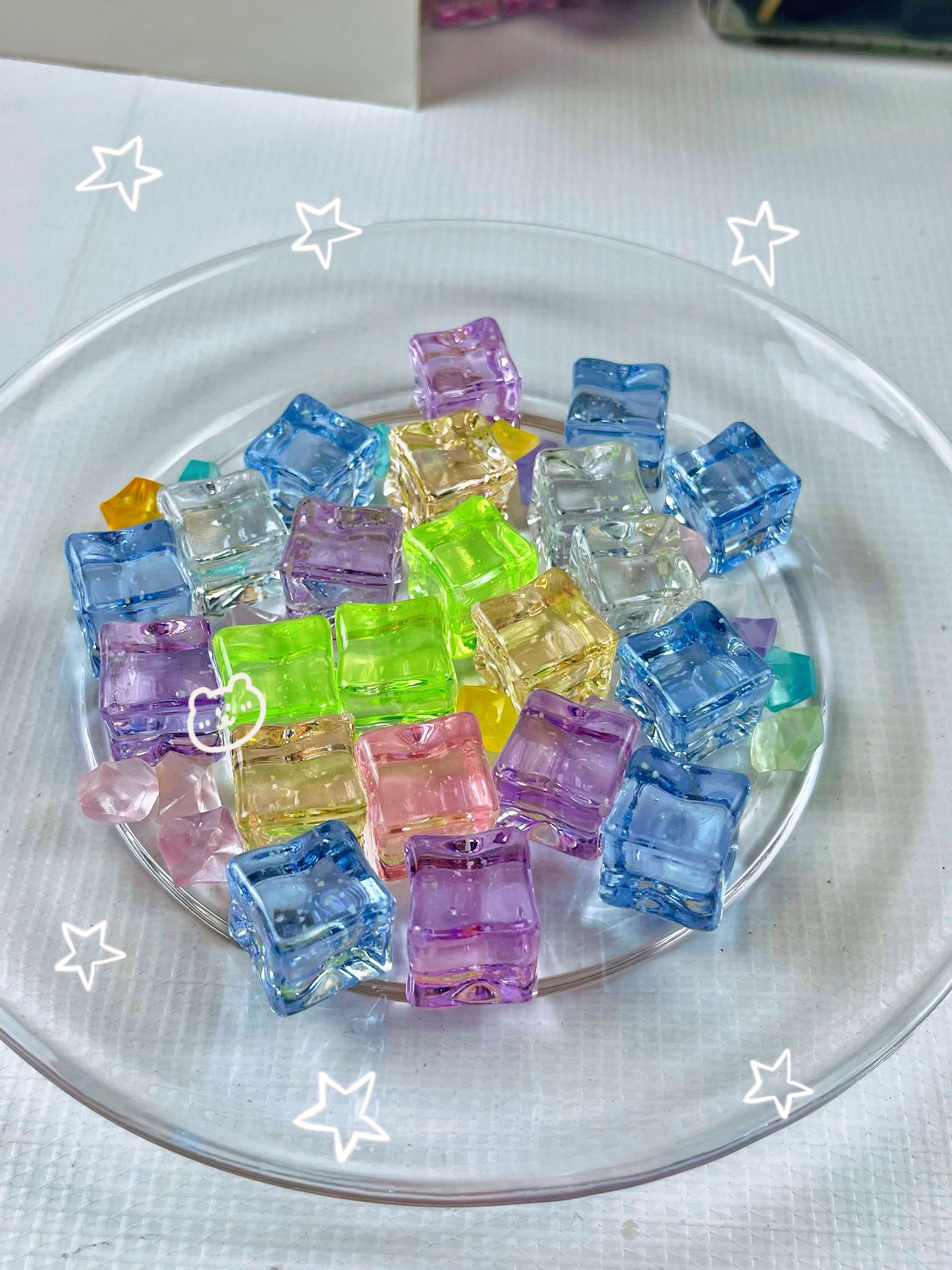 【浅色夜光细闪】18mm DIY盲盒冰块 一包8颗 许愿色 +老六+抽卡