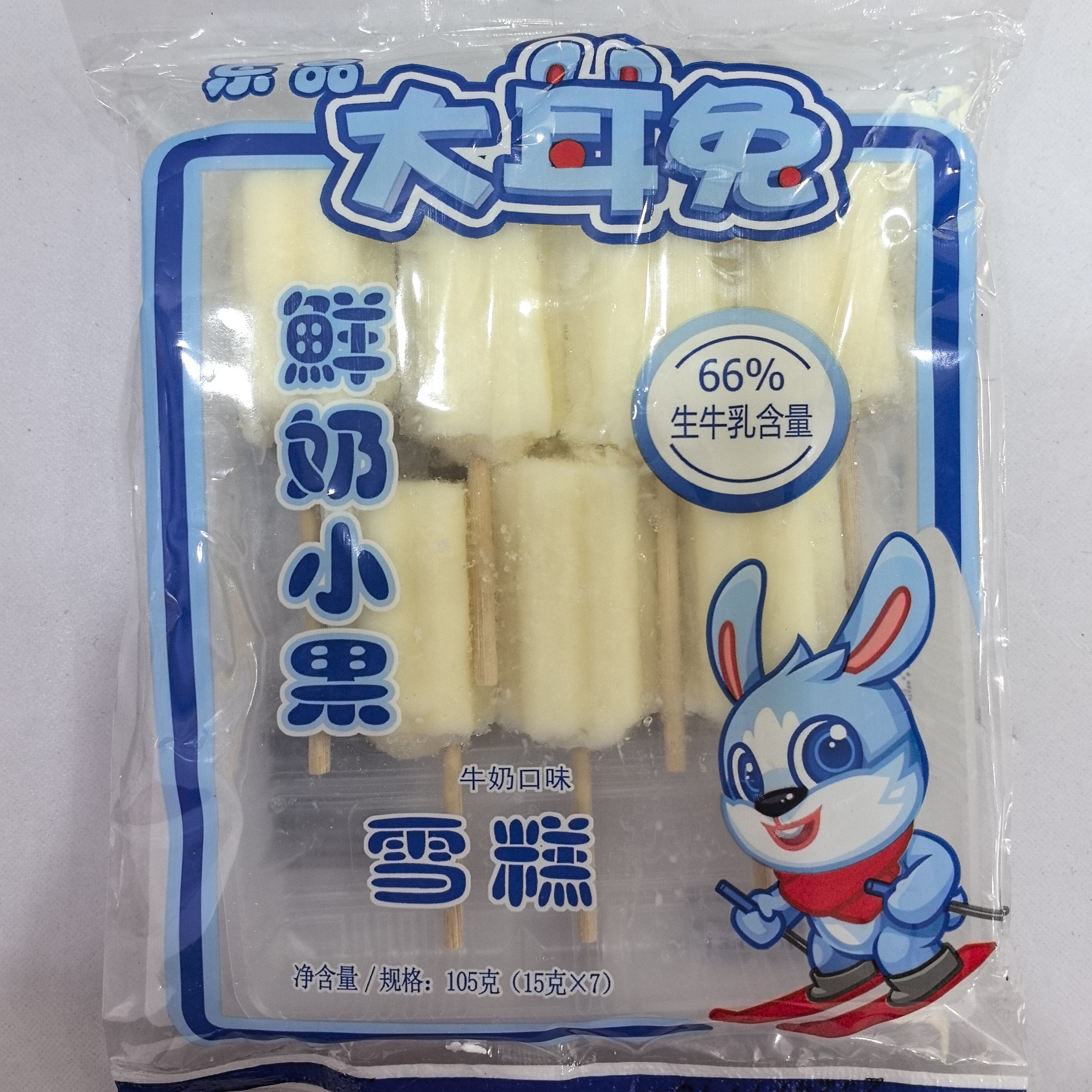 乐品大耳兔 鲜奶小果牛奶口味雪糕105g（15g*7）/袋