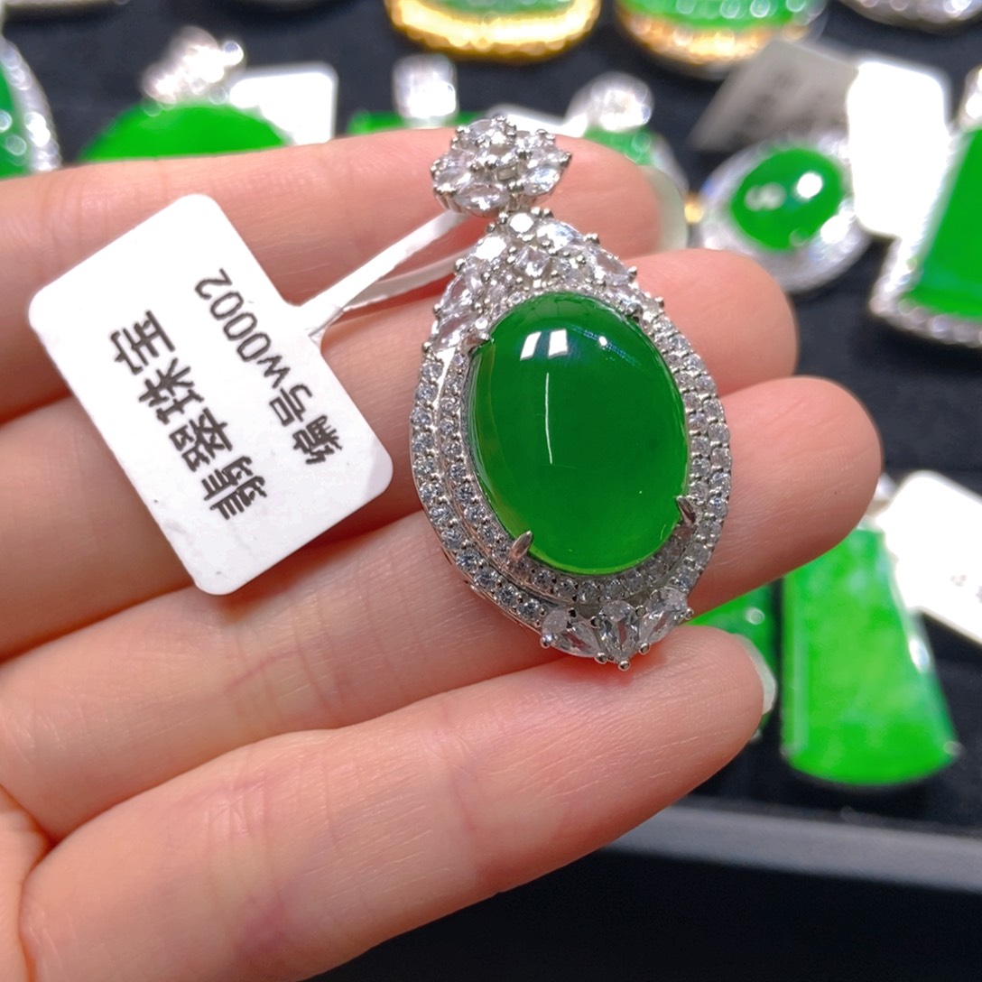 翡翠吊坠(不含链)银S925镶嵌