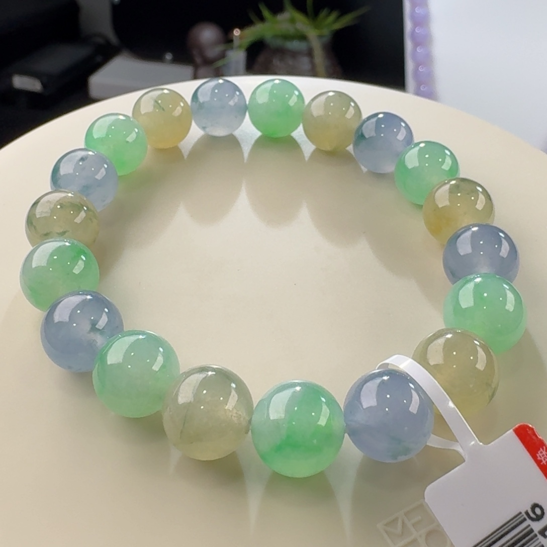 翡翠手链未镶嵌三彩单圈