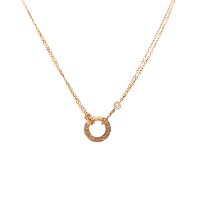 99新 Cartier/卡地亚 -jf小花柳 LOVE 18K金 圆饼项链 18K玫瑰金