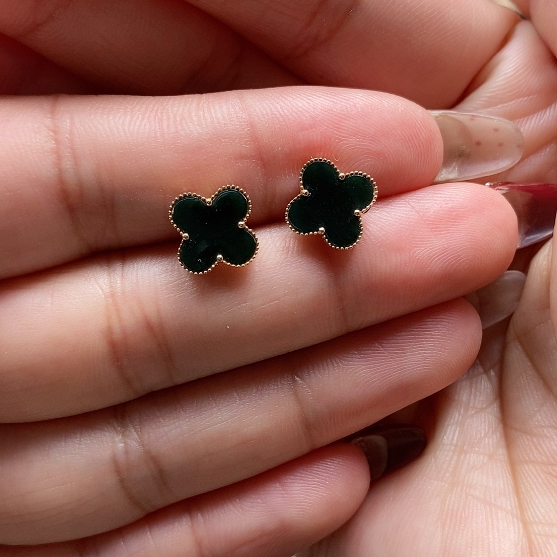 翡翠耳饰18K金镶嵌墨翠