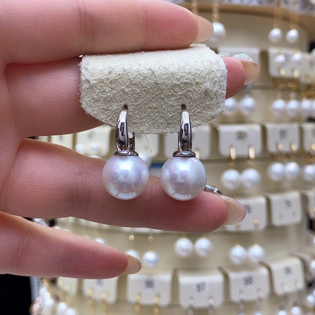 银S925镶嵌耳饰淡水珍珠
