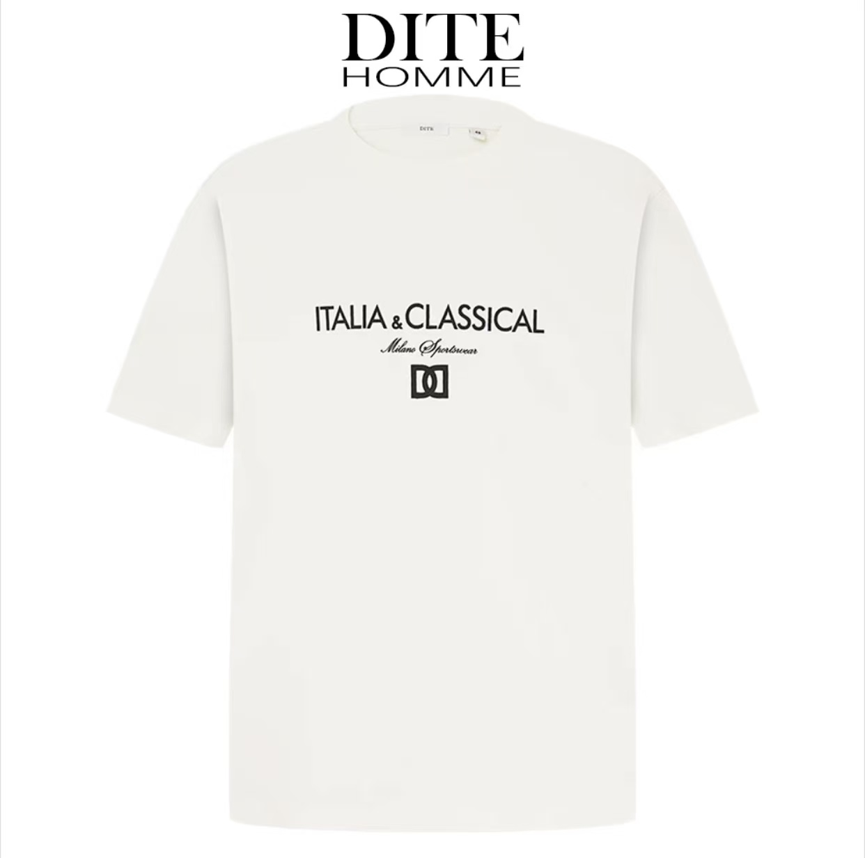 Dite迪特25年秋冬男士新款圆领经典字母印花短袖T恤