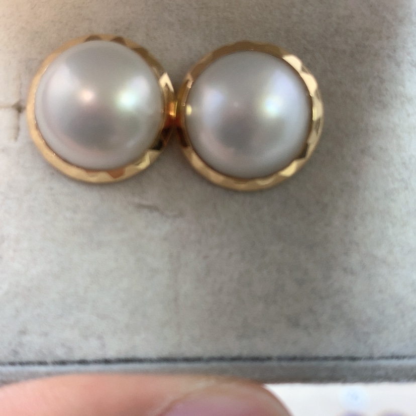【闪购商品】耳饰拼合珍珠（马贝珠）18K金镶嵌