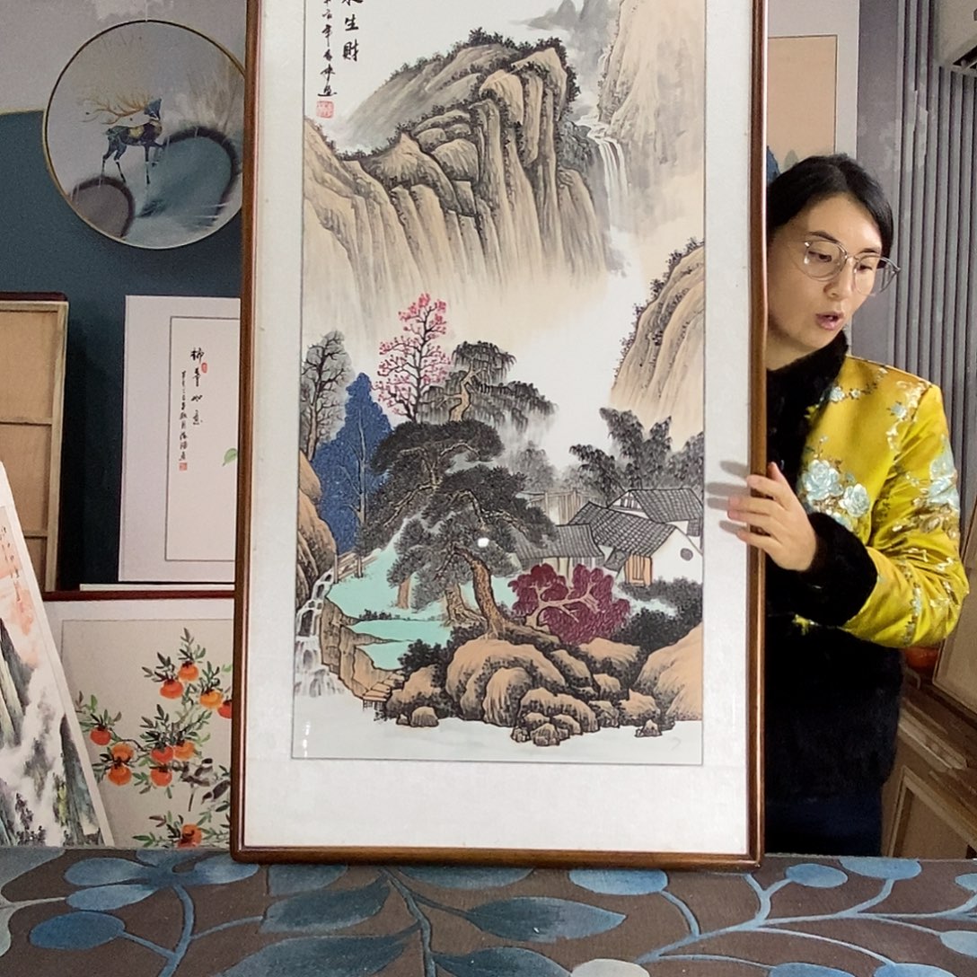 国画62✖️122厘米外径手绘国画作品