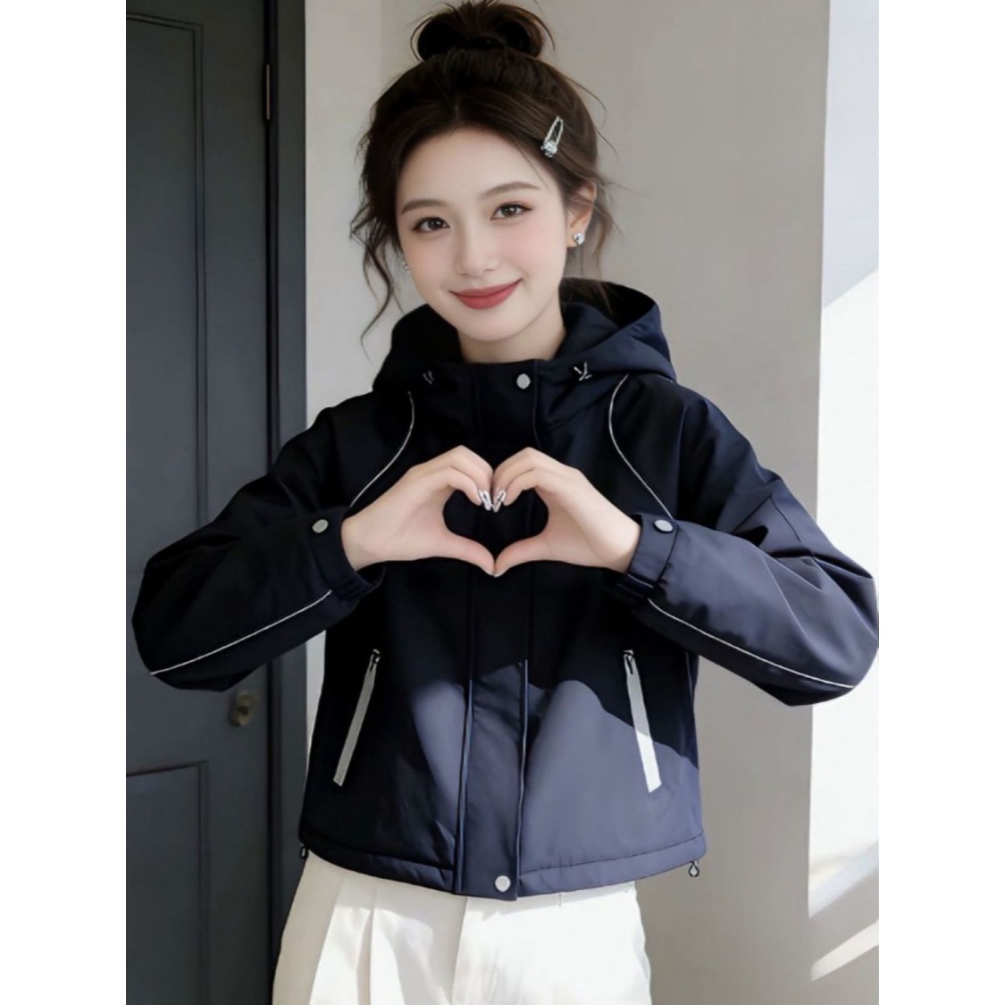 冲锋衣外套女夹棉加厚秋冬2025年新款韩版宽松减龄小个子棉服上衣