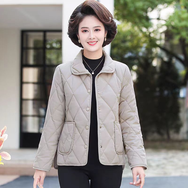 春秋冬季新款女轻薄小棉袄短款纯色翻领薄款外套棉衣女百搭