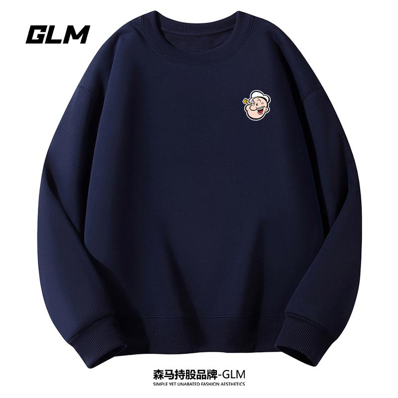 大力水手联名GLM春秋男士卫衣休闲外套宽松情侣大码长袖T恤打底衫