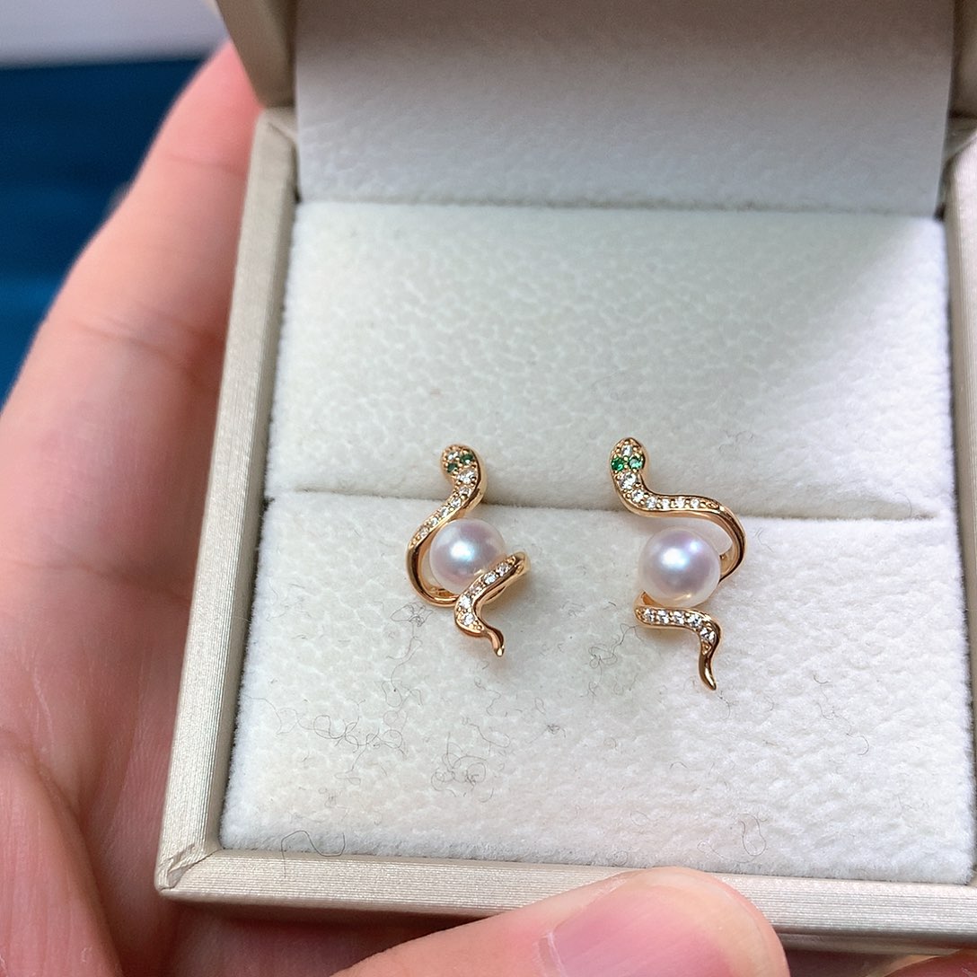 淡水珍珠耳饰银S925镀金镶嵌