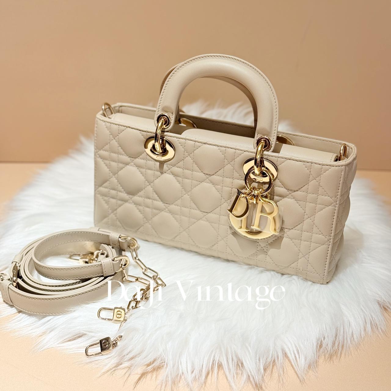 99新 DIOR/迪奥 大吉中古/Dior迪奥沙褐色中号Djoy横版戴妃斜挎包