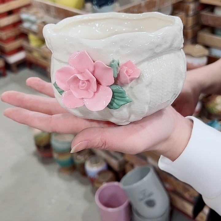 有孔，凑单福利满10元发货陶瓷多肉花盆！