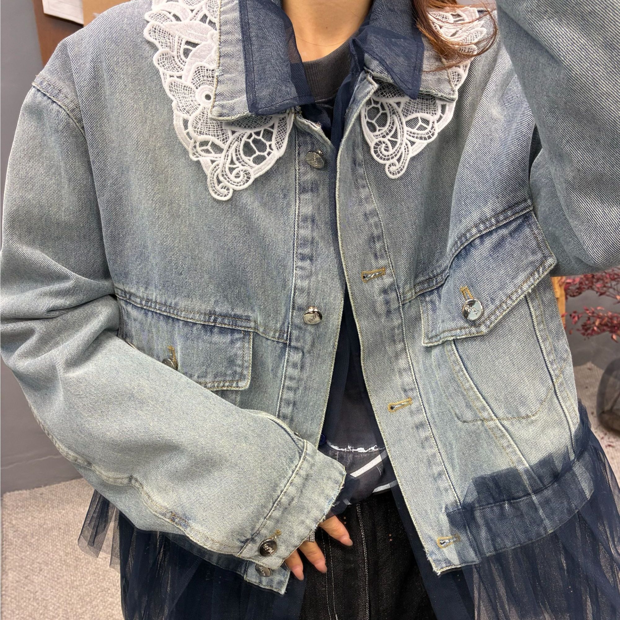 中长款POLO领春秋秋季短外套纯色复古重工百搭女上衣3160