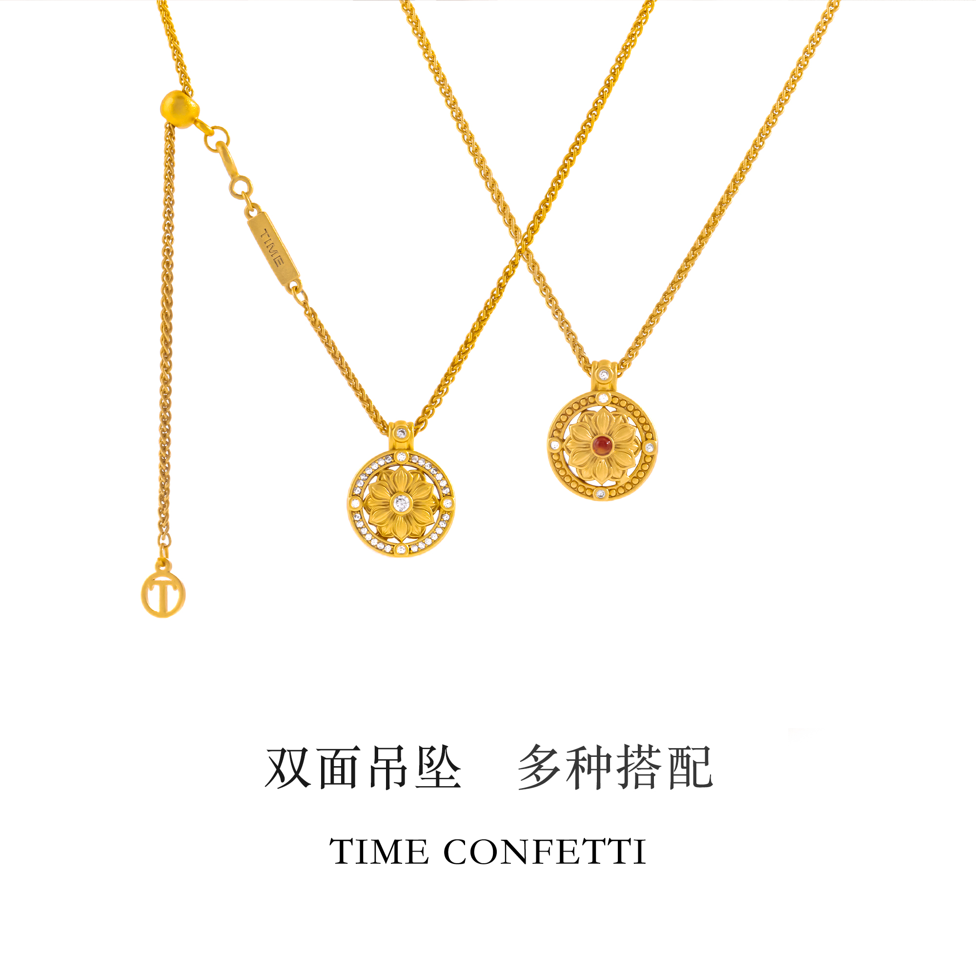 黄铜项链 镀K金【孙二娘】宝相花-气质百搭精致轻奢毛衣链TC 11352