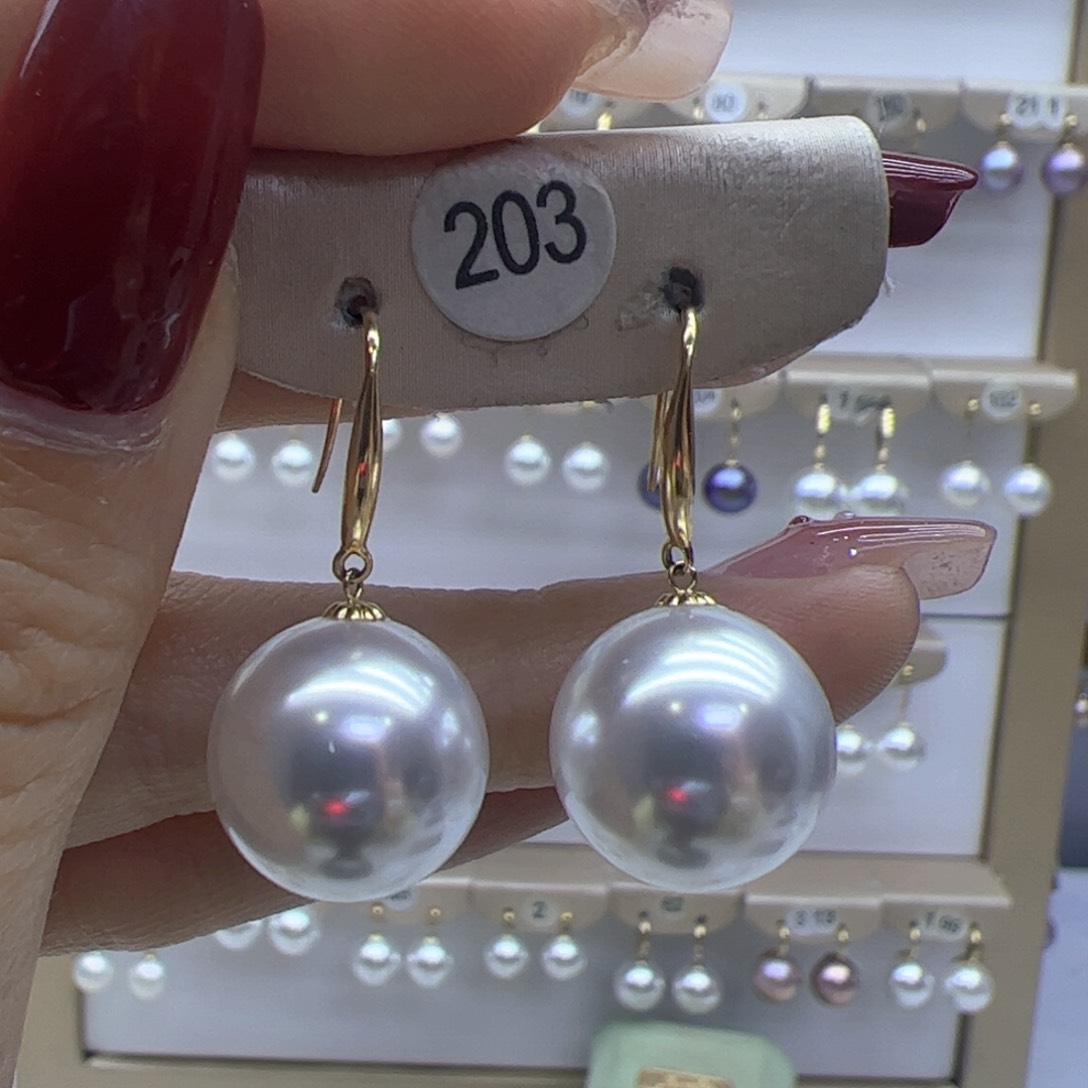 淡水珍珠耳饰18K金镶嵌