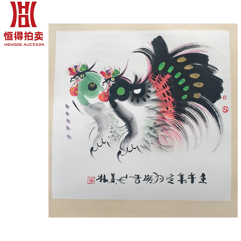 2-0067韩美林绘画镜片鸡68x66