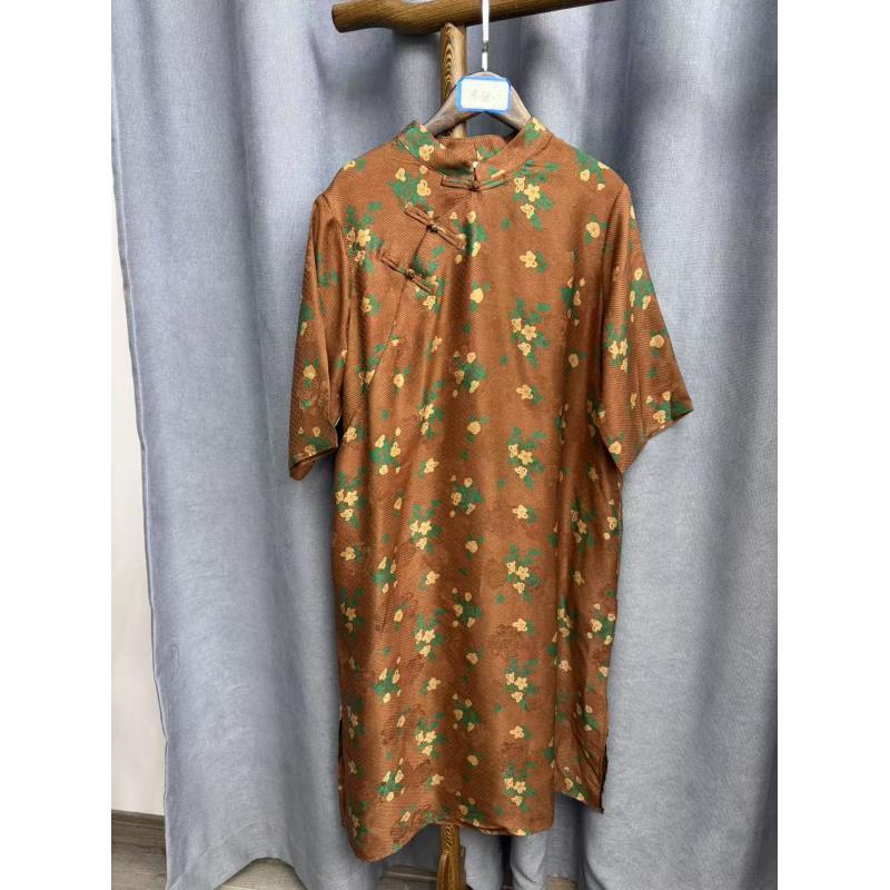 2025夏季新款休闲百搭宽松气质香云纱连衣裙女A188