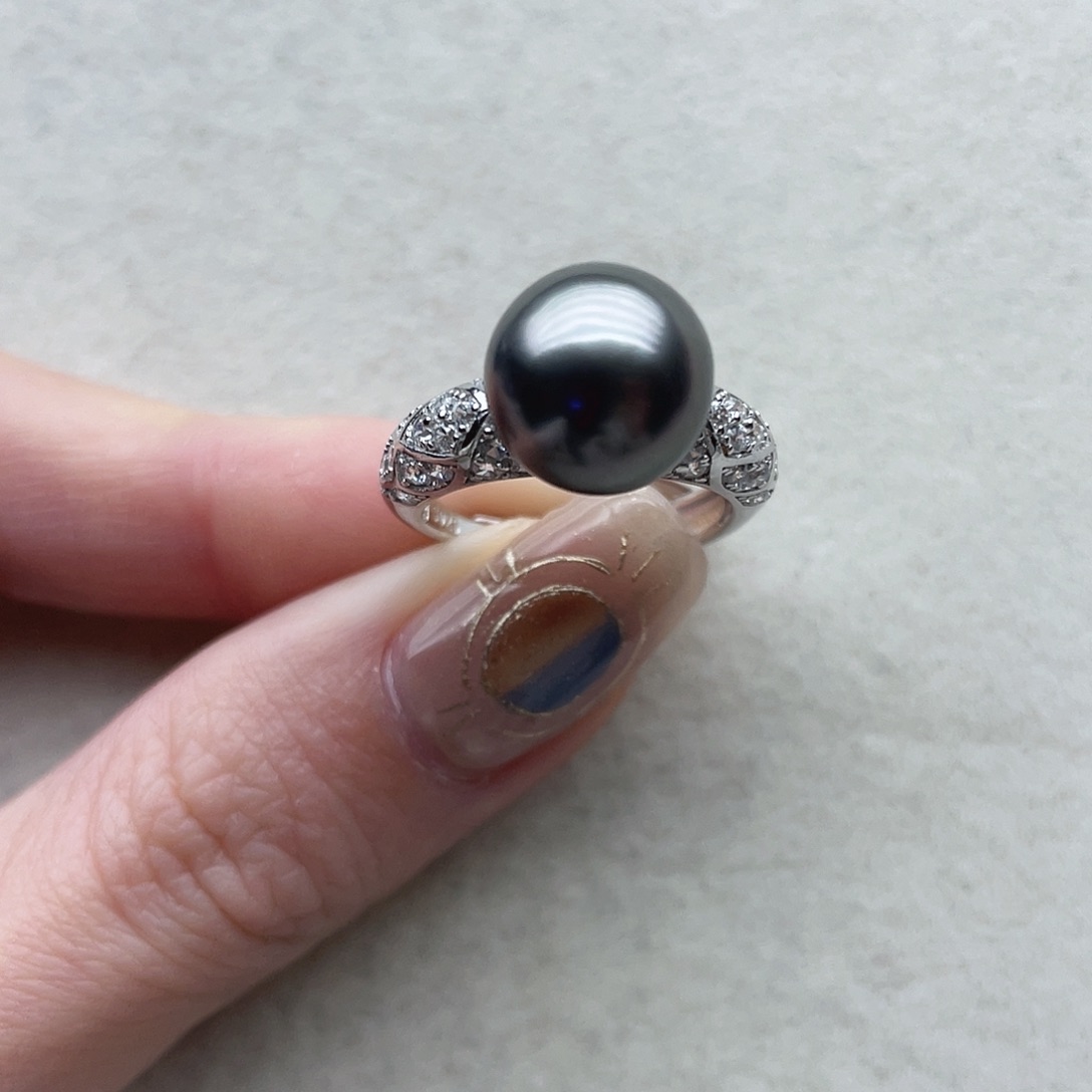 海水珍珠戒指65银S925镶嵌