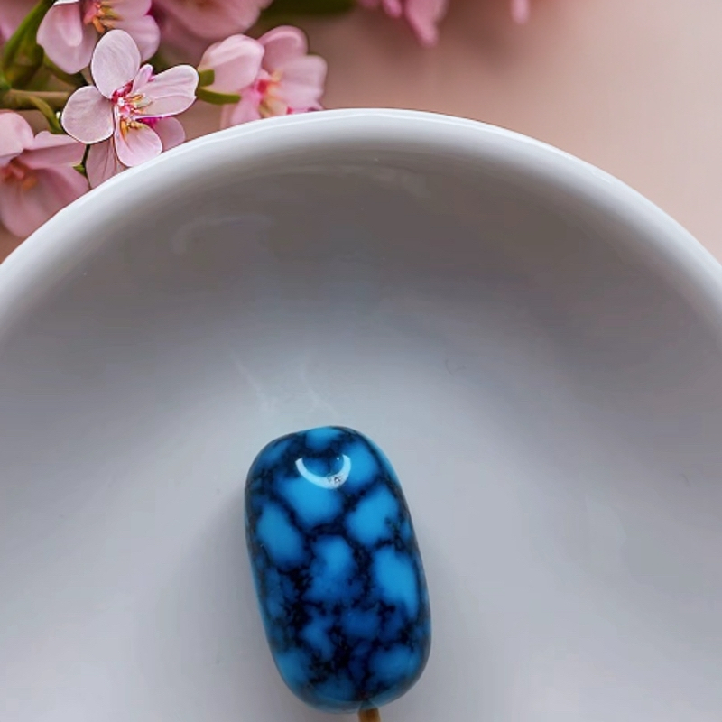 湖北原矿知己绿松石乌兰花桶珠配饰