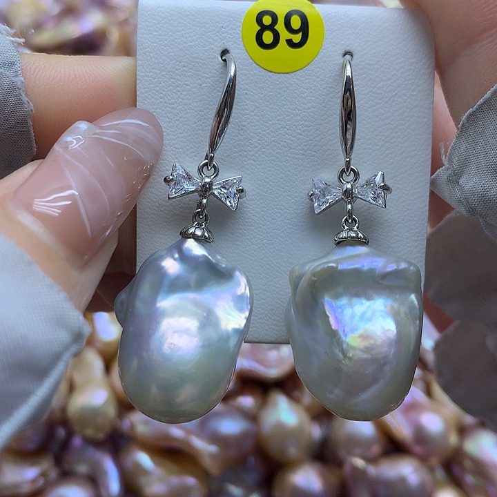 淡水珍珠耳饰银S925镶嵌