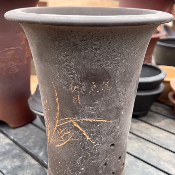 红陶紫砂兰花盆微瑕