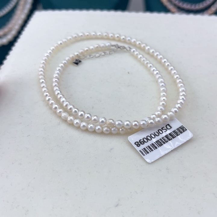 淡水珍珠颈饰银S925镶嵌3-4