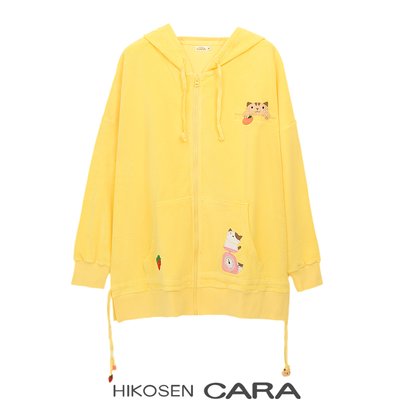 卡拉猫服饰水果猫毛巾面料大款帽外套