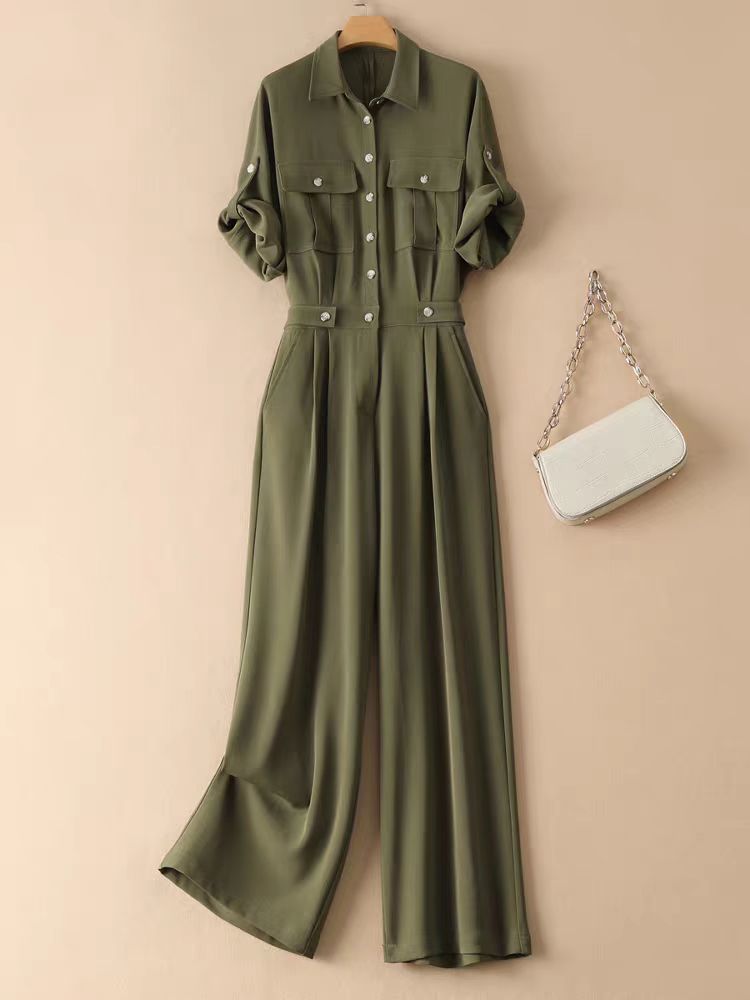 （61-120）高腰宽松显瘦背带阔腿裤女夏时尚垂感小个子百搭连体裤